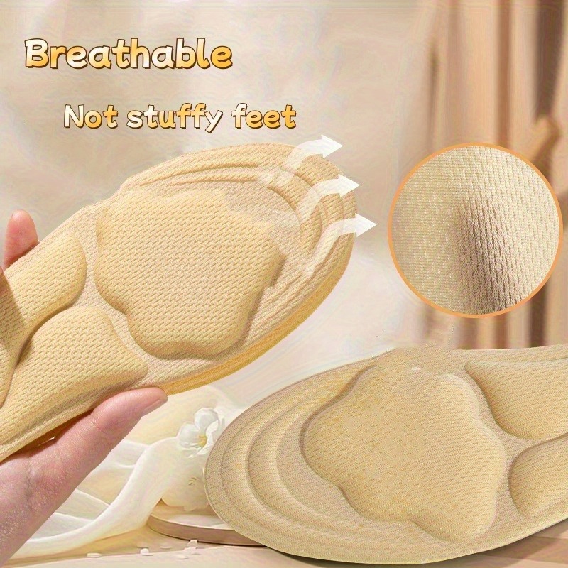 3双（6片）6d人体工学鞋垫 - 透气可调节舒适跑步、散步及户外运动鞋垫 - 男女通用，柔软材质，米色与粉红 - 足部支撑缓震鞋垫配件，舒适设计 商品详情 3