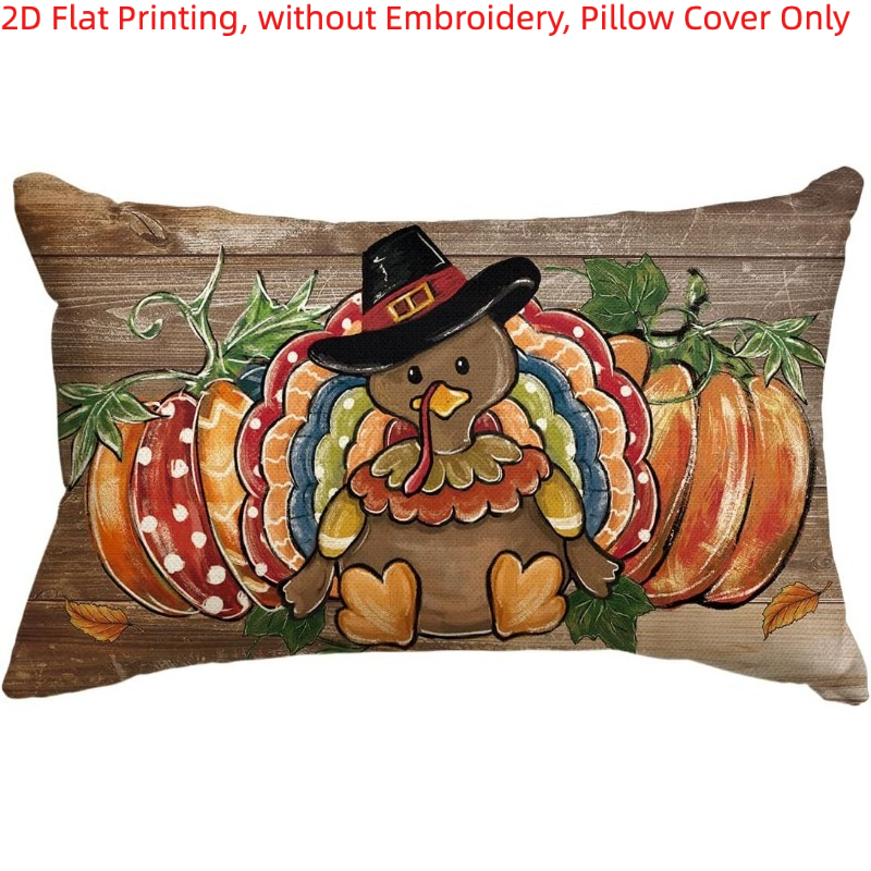 TEMU 1pc, 2d Flat Printing, 2d Flat Print Decorative Throw Pillow Cover With Thanksgiving , Single-sided Printing, Without Embroidery, Pillow Inserts