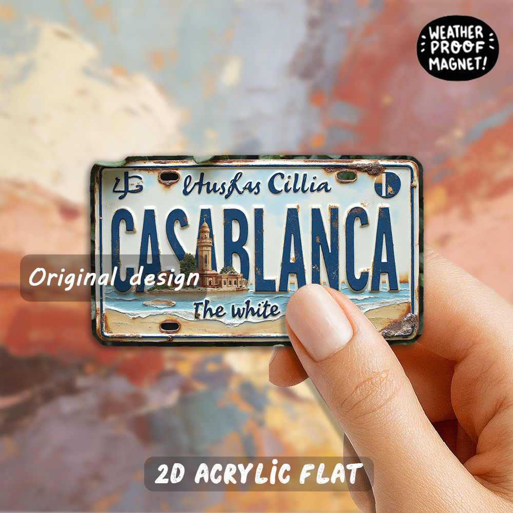 TEMU A Two-dimensional Acrylic Fridge Magnet, Suitable For New Year, Valentine's Day, And Easter, Featuring A Vintage License Plate Design With Faded