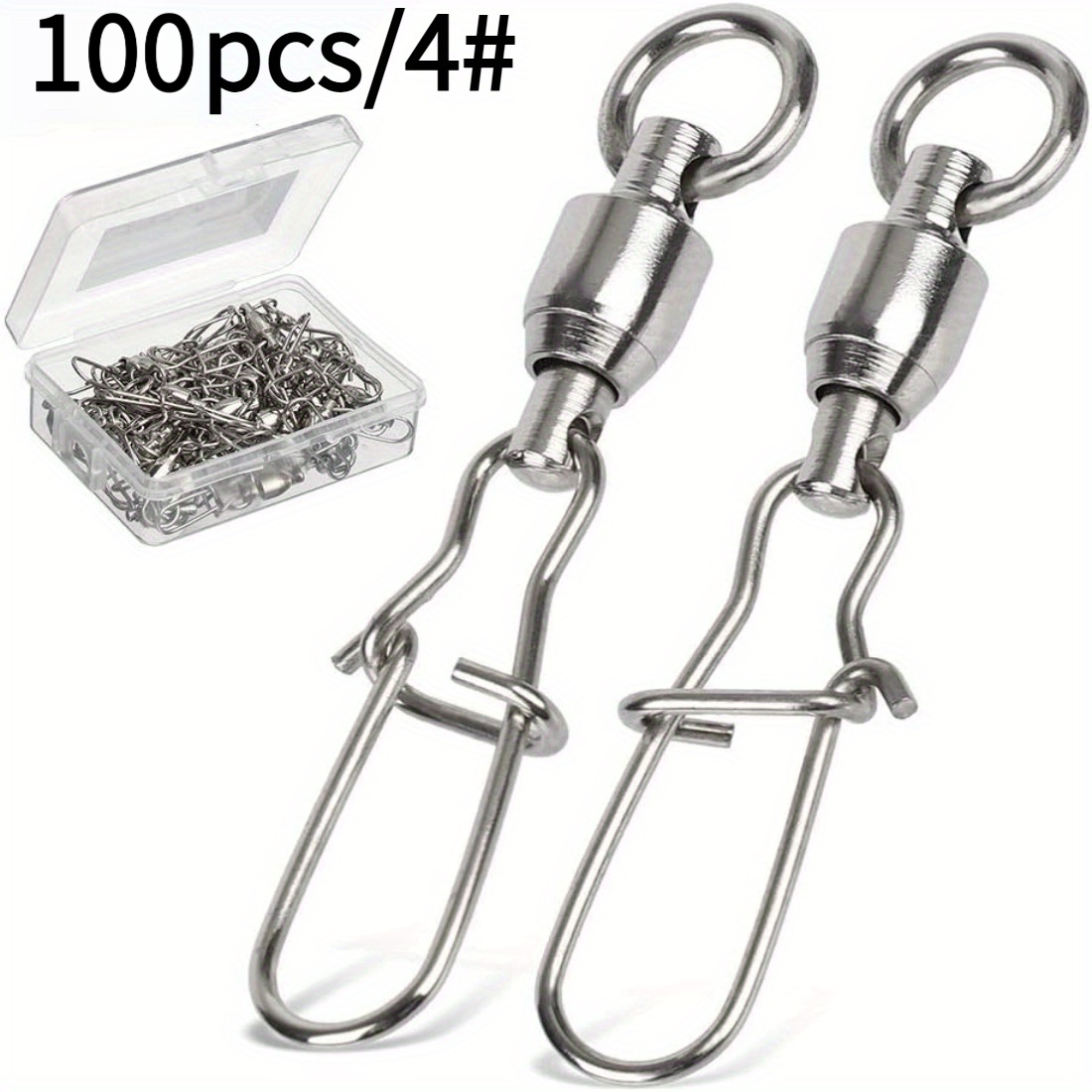 TEMU 100pcs Heavy-duty Stainless Steel Fishing Swivel Snaps (swivel Rings) - Bearing Ball Bearing System, -resistant Saltwater & Freshwater Trolling