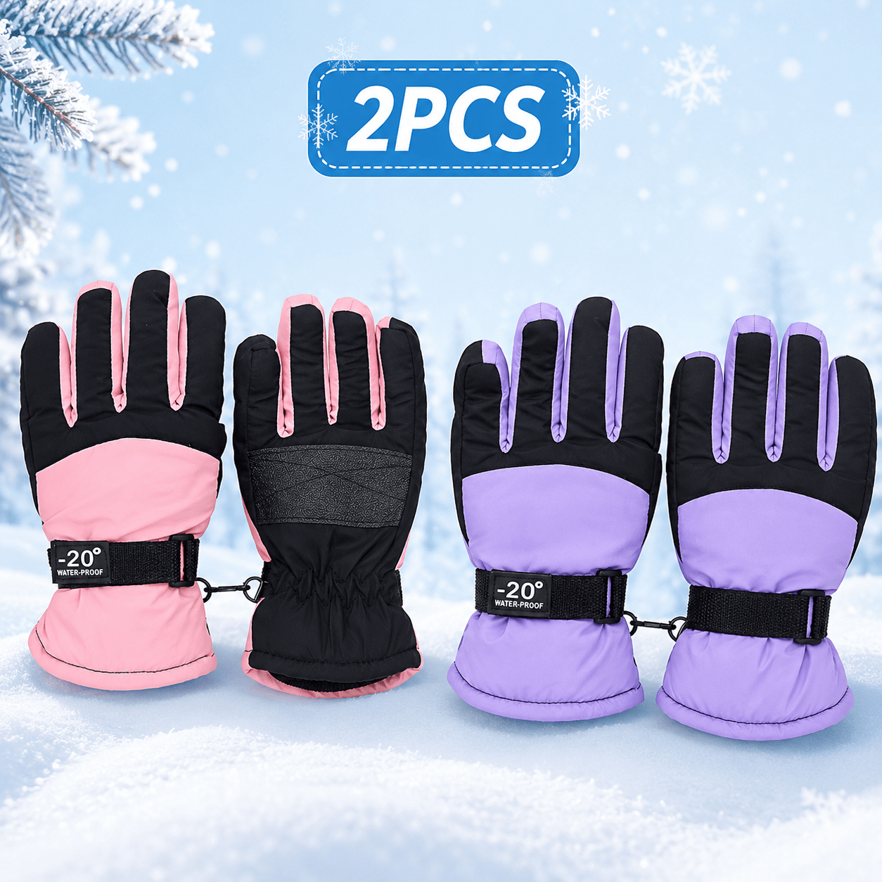 Image of Kids Ski Gloves , Winter Snow Gloves For Boys Girls, Warm Outdoor Gloves With Non-slip Palm, Adjustable Wrist Strap, Cozy Gloves For Skiing, , Hiking And Winter Activities