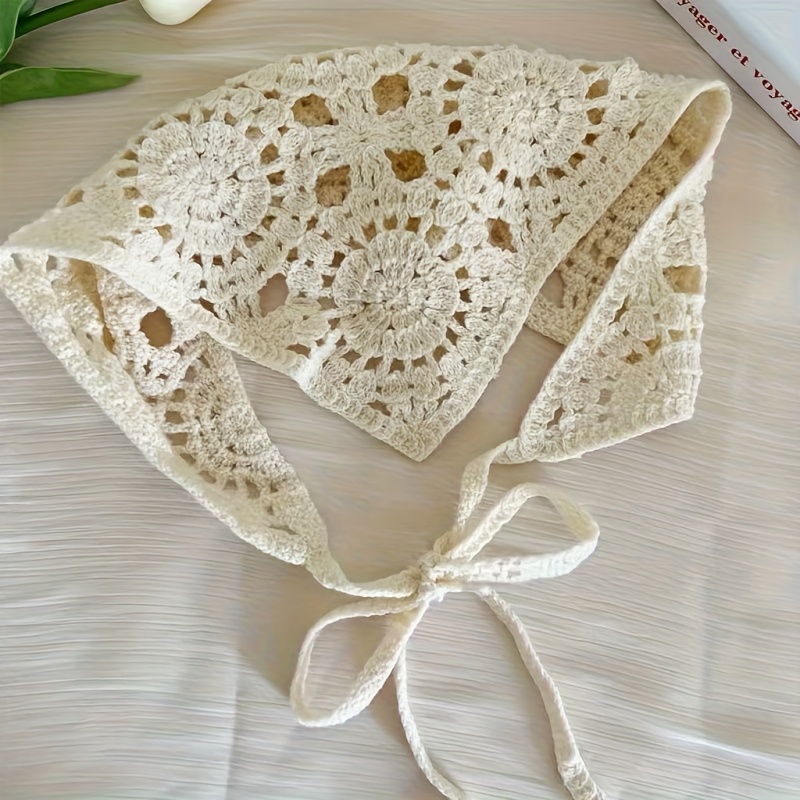 Image of Handmade Knitted Triangular Headband - Vintage Hollow Hair Suitable For, Hippie Hair For Weddings, Parties, Beach, For - Wear, Christmas, Valentine's Gifts (no Feathers, Retro Hairpiece)