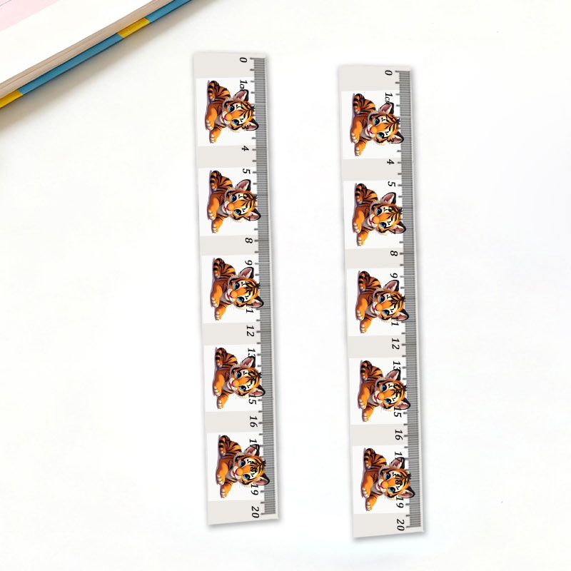 20cm Plastic Ruler with Cute Cartoon Baby Tiger Pattern