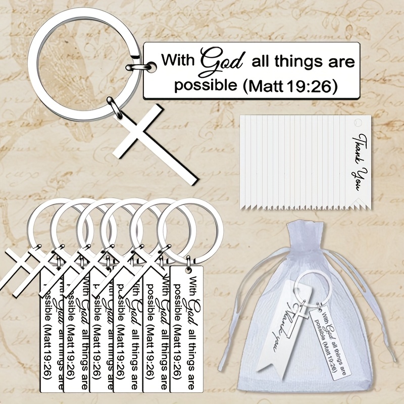 item picture 36pcs stainless steel bible verse keychain with cross     28 20suitable for backpacks car keys clothing accessories ideal christmas gift christian gift daily encouragement faith themed gift elegant designreligious keychain