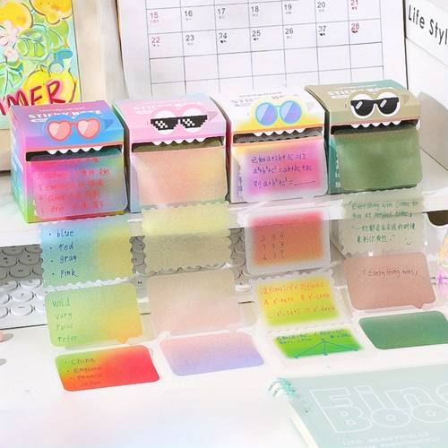 1 pack of 108 transparent bead sticky notes 6 different papers vibrant colors stickers durable suitable for essential stationery supplies
