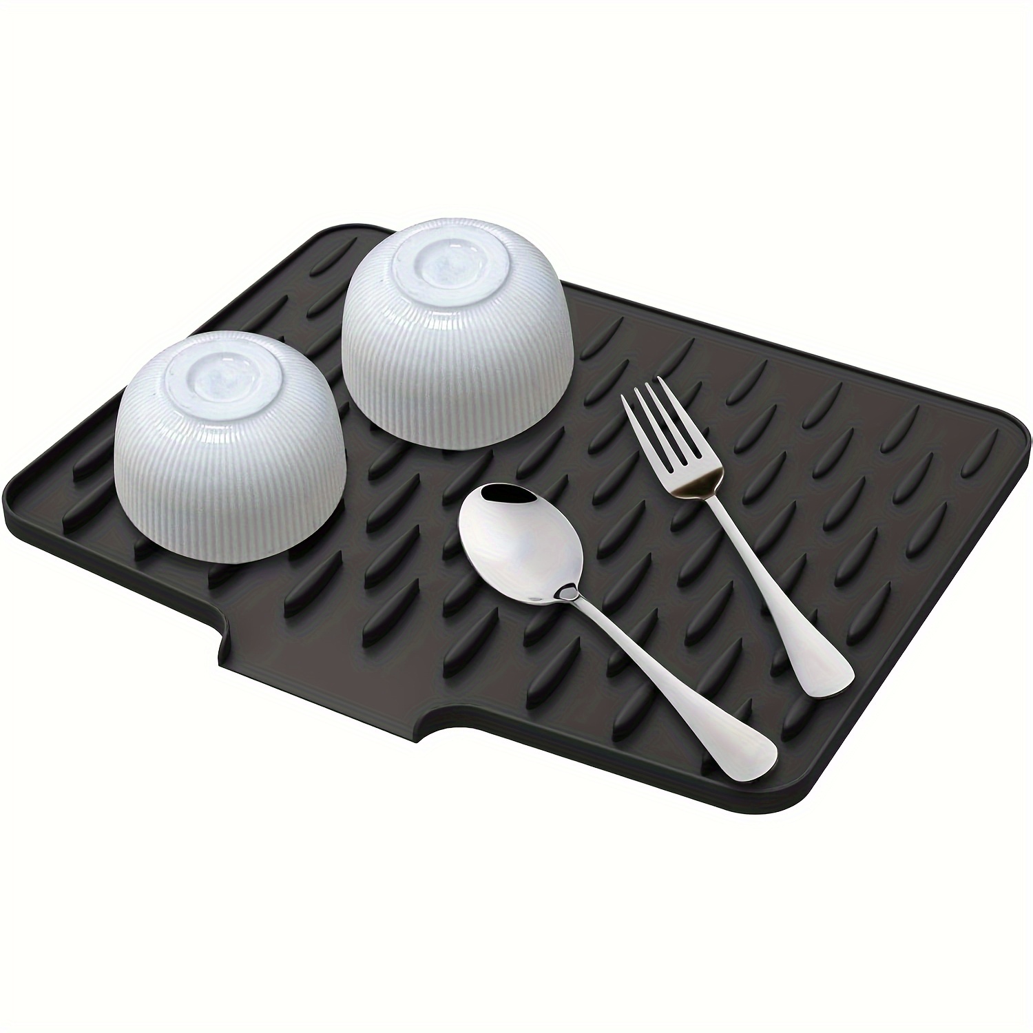 TEMU 1pc Kitchen Anti-slip Silicone Drain Mat, 14.17 X 11.02 Inch, Tableware Organizer Rack, Built-in Drainage Design, Heat-resistant And Easy To