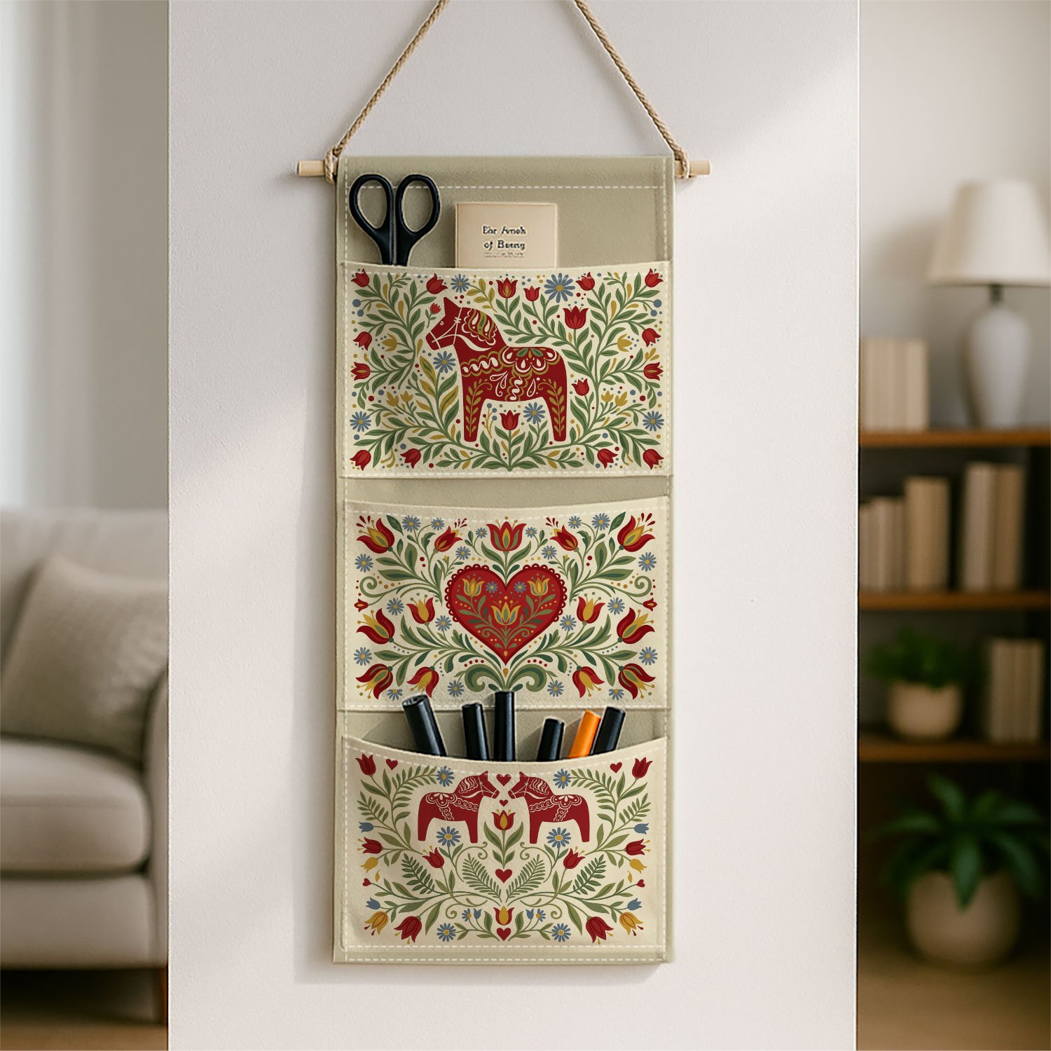 TEMU 1pc Scandinavian Wall Storage Bag Featuring A , Perfect For Organizing Miscellaneous Items, Toys, Bedside Essentials, Dorm Room Doors, And Rv
