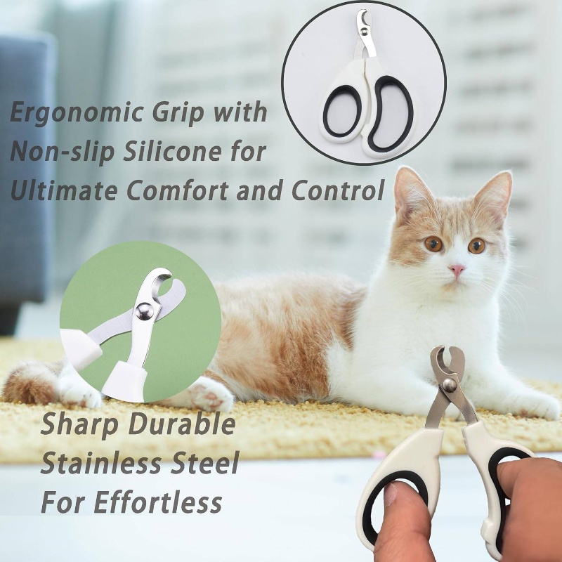 6-in-1   grooming kit with self-cleaning   brush, deshedding & dematting tools, flea comb, scissors, comb, clipper & storage bag - long/short hair care, detangling brush for   types, safe for sensitive light beige, white - ideal for   grooming, cat grooming tools, cat comb with  , cat brushes for indoor cats, cat grooming supplies, cat comb, cat accessory for indoor cat, cat brush for shedding and grooming, pet supply and accessory, cat Product details 3