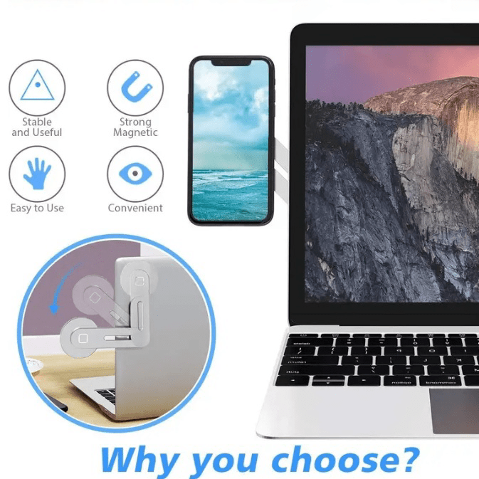 A Lightweight And Portable Magnetic Phone Stand, Compatible with All Phone Models, Rotatable, Waterproof And Rustproof, Adjustable Side Mount for Monitors, Designed for Laptop Expansion.
