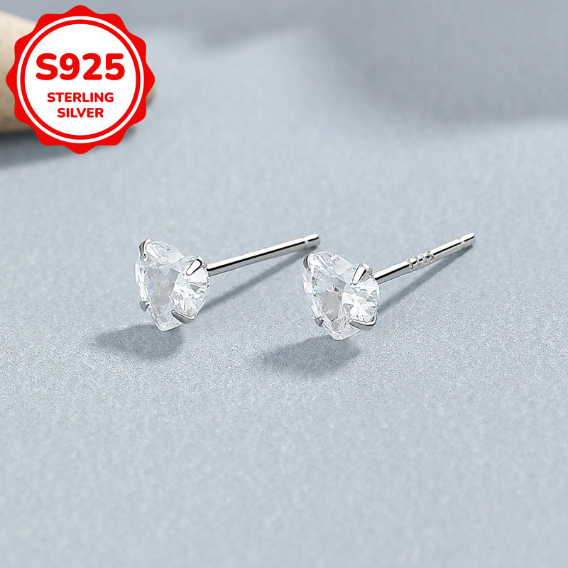 3pc Women's Love Heart Stud Earrings Set