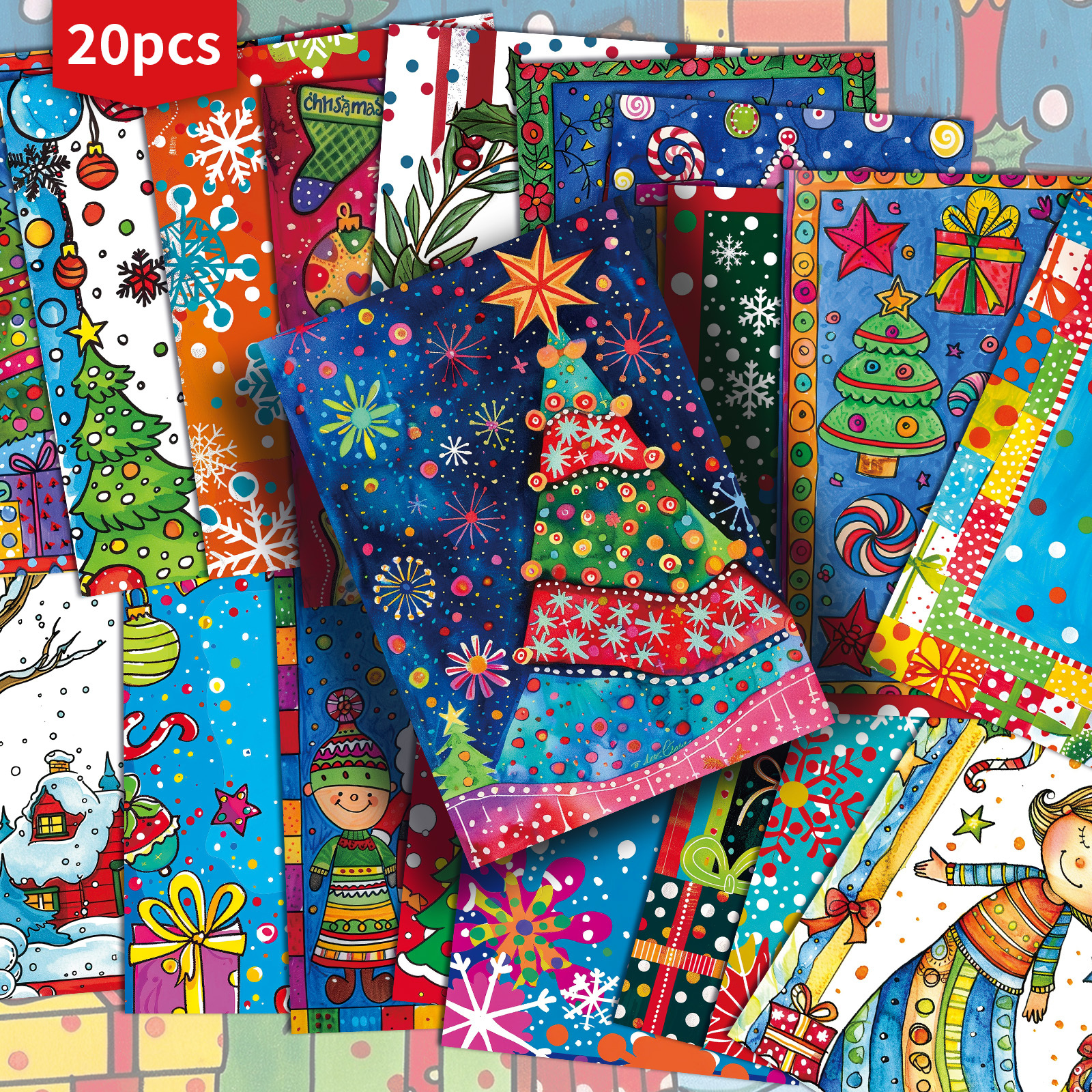 TEMU Set Of 20 Retro Christmas Postcards - 4x6 Inches, Featuring Classic Pinup Art, Ideal For Scrapbooking And Craft Projects