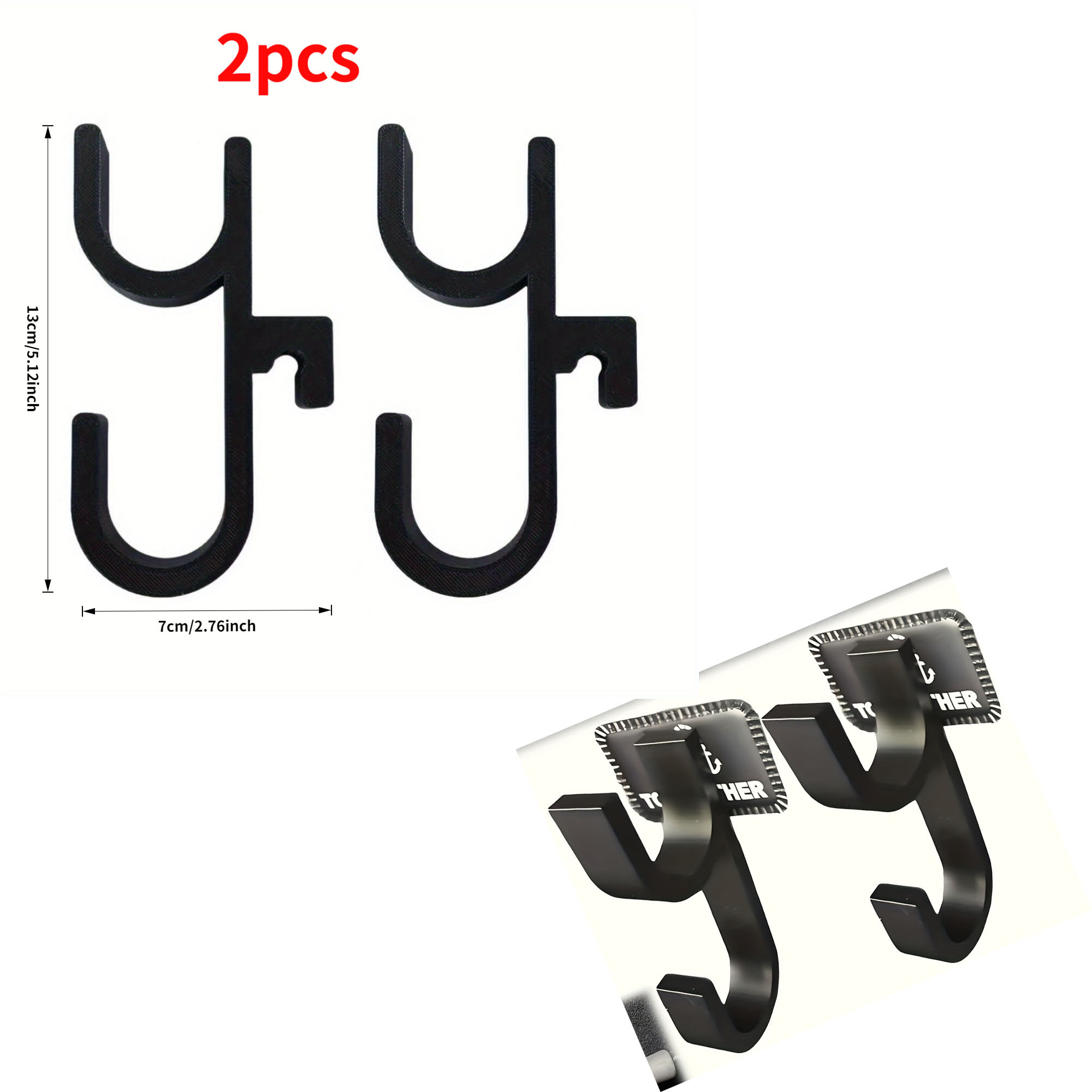 Image of 2pcs Universal Car Trunk Umbrella Hooks - No-drill Stable Installation For Storing Umbrellas, Towels & Fishing Rods | Space- Organizer For Camping Gear & Daily Essentials