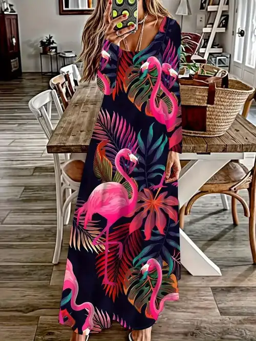 Womens Dresses Flamingo Summer Dress Flamingo Pattern Sleeveless Dress Woman Fashion Long Dresses Women's Summer Suit Womens Dresses Flamingo Summer Dress Flamingo Pattern Sleeveless Dress Woman Fashion Long Dresses Women's Summer Suit