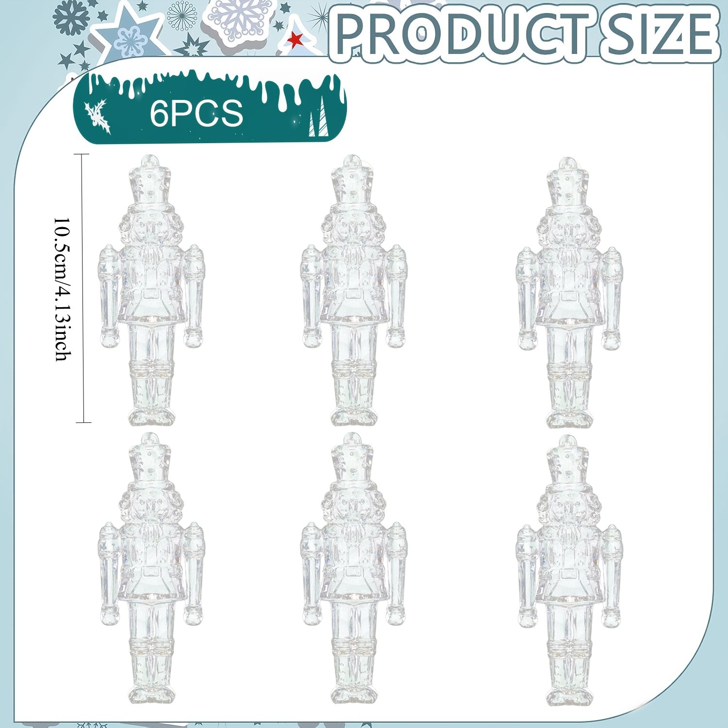TEMU 6 Stück Klare Acryl Nussknacker Soldat Ornamente - Geeignet für Dekorationen, Nussknacker Hängeanhänger mit Figuren, Multi-Feiertags Party Deko