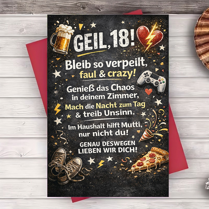 Image of A Humorous 18th Birthday Card Set (includes An Envelope And A Card) Designed For Young Adults. A To This Milestone With , Making It An Ideal Gift For , Family, And Party Events