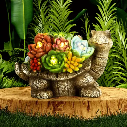 garden outdoor statues with succulent and lawn decor tortoise statue for patio balcony yard ornament