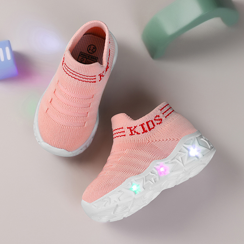 led light sports shoes girls breathable knit upper eva sole Temu