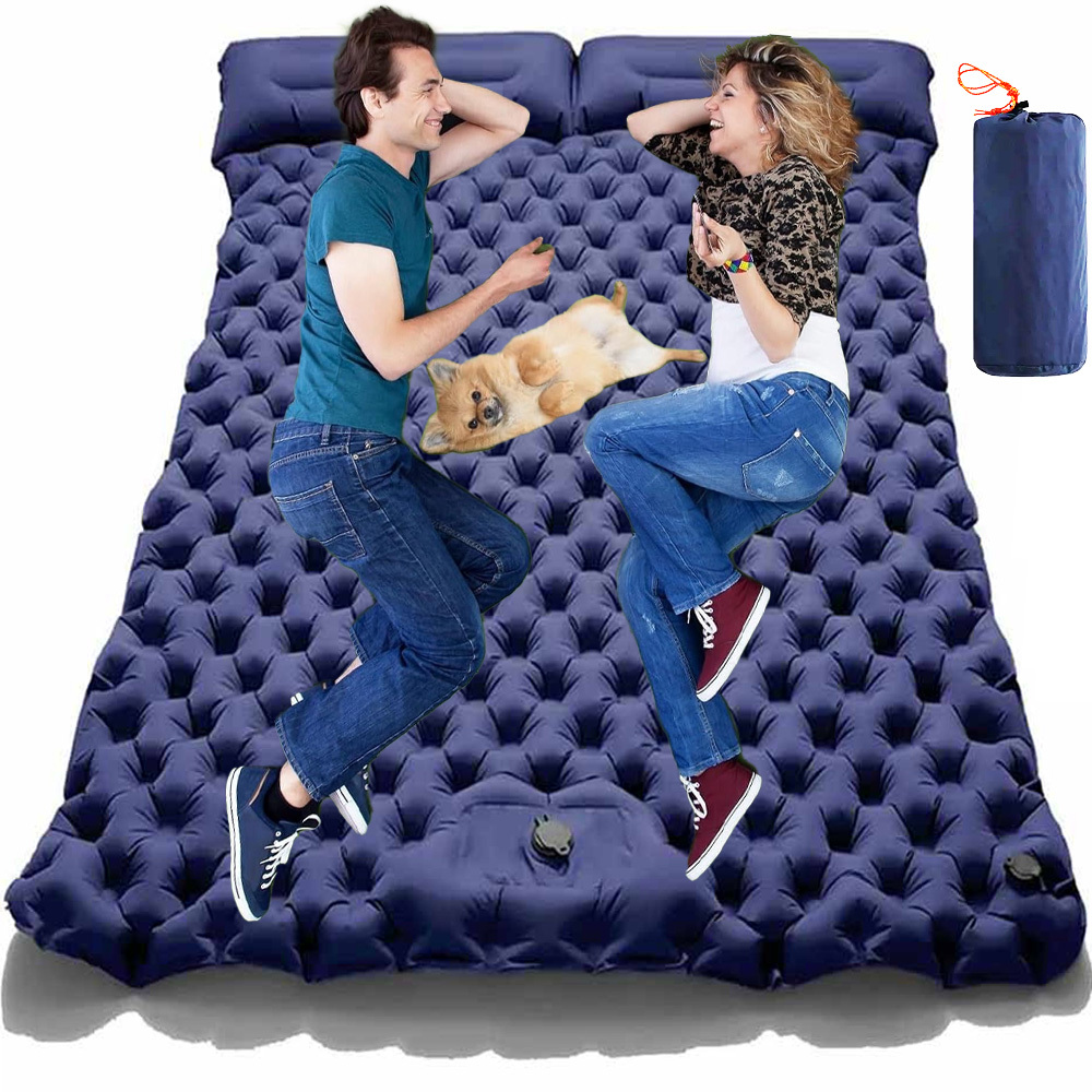 Inflatable Mattress For Outdoor Use, Featuring A Foot Pump And 2 Pillows, Ideal For Camping, Hiking, And Beach Trips
