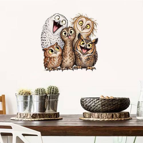 Artikelbild 2er-set lustige cartoon eulen gruppe illustration wandsticker dekoration - abnehmbare pvc aufkleber, für