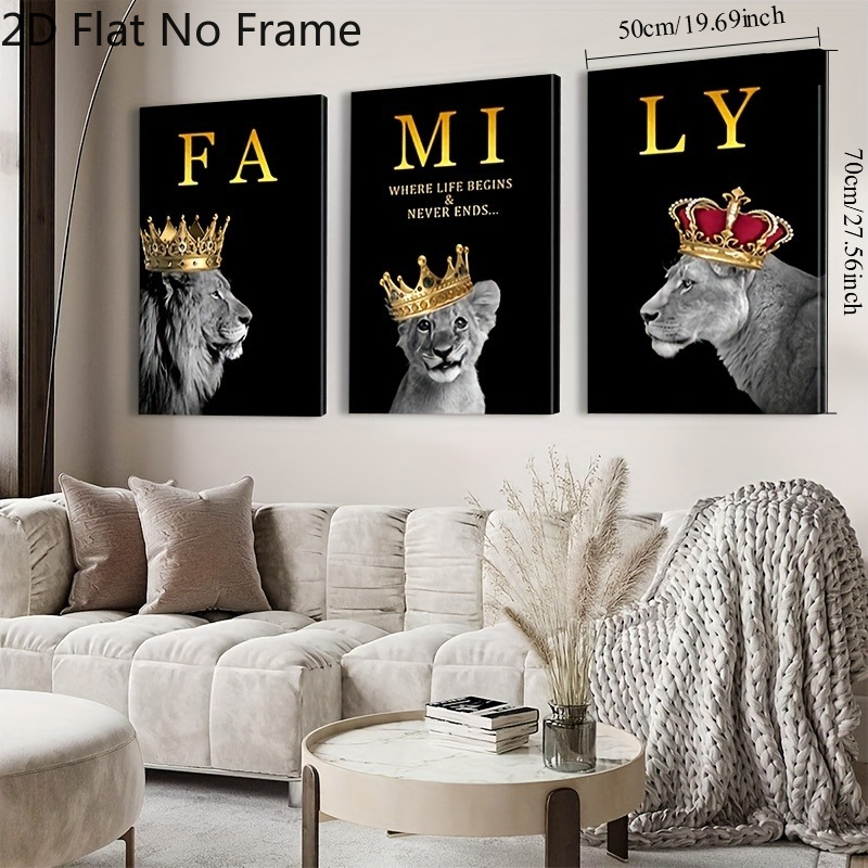 TEMU 2d Flat, 2d Flat, 3pcs 2d Flat Canvas Wall Art, Family Decor Poster, Inspirational Text, Living Room And Bedroom Decoration, Black And For Gifts