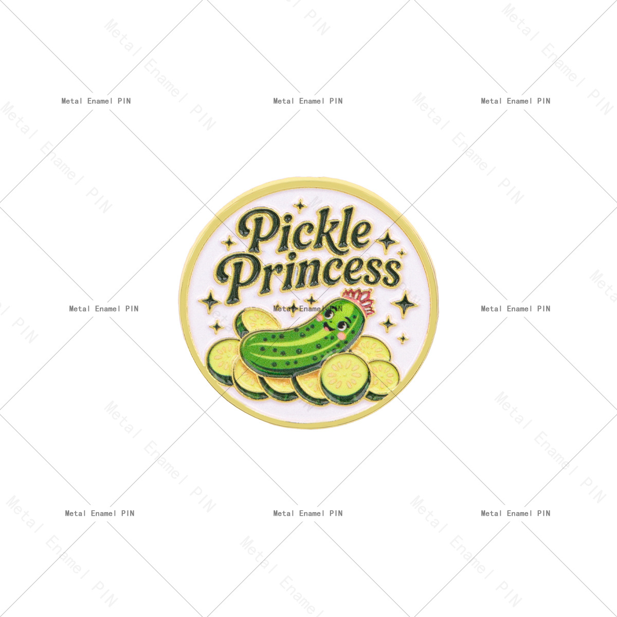 TEMU 1pc "Princesse Cornichon" Épinglette en émail , Broche Kawaii Couronne , Épinglette Décorative Alimentaire Drôle Cadeau pour des Cornichons