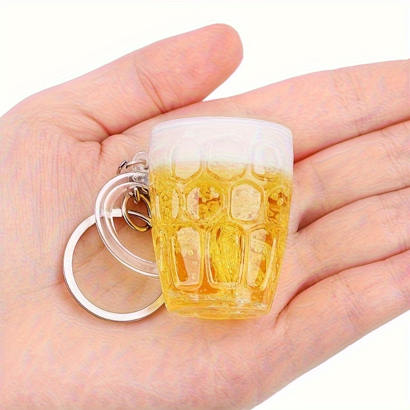 TEMU 1 Beer Glass Keychain, Realistic Resin Beer Glass With Foam Top, Suitable For Car Or Bag Key Hanging, Beer Lovers, Durable And Lifelike Design