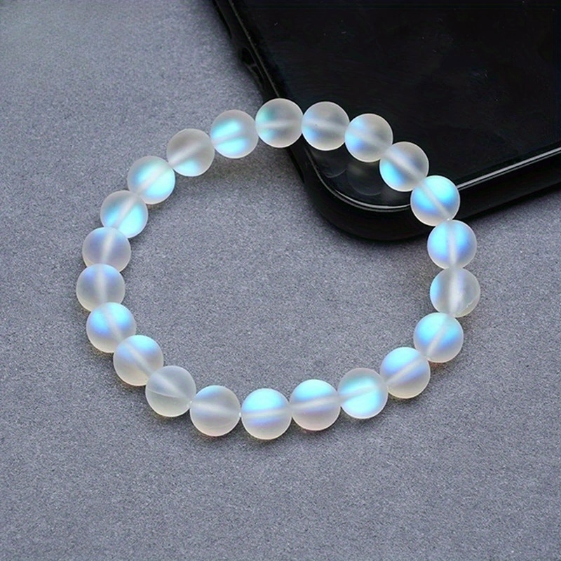 Colorful Sparkling Stone Moonstone Bead Bracelet, Elastic Rope Design
