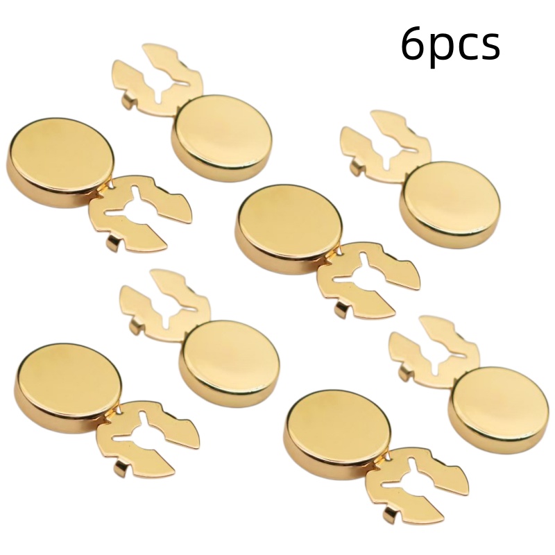 TEMU 6pcs Golden Detachable Button Cover Decorative Button Diy Handmade Accessories Circular Turtle Button Clip Type Seam Free Fixed Card Cap Flat