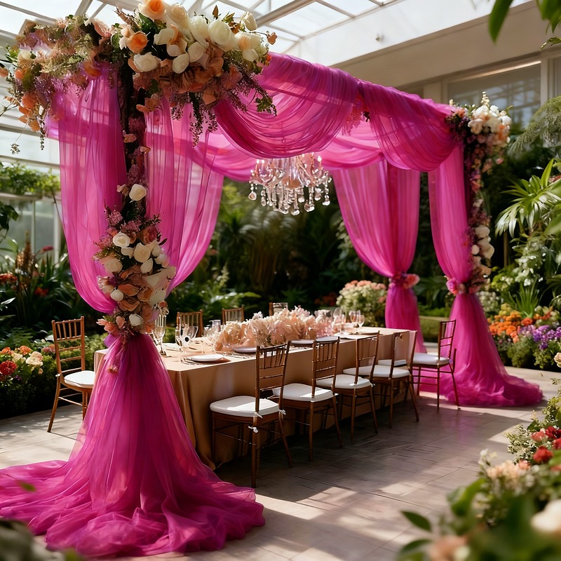 TEMU 1 Rouleau de Tissu Super Long en de Mariage Couleur , Tissu Décoratif , Matériau en Polyester , Durable pour Cérémonies Romantiques, Fêtes de