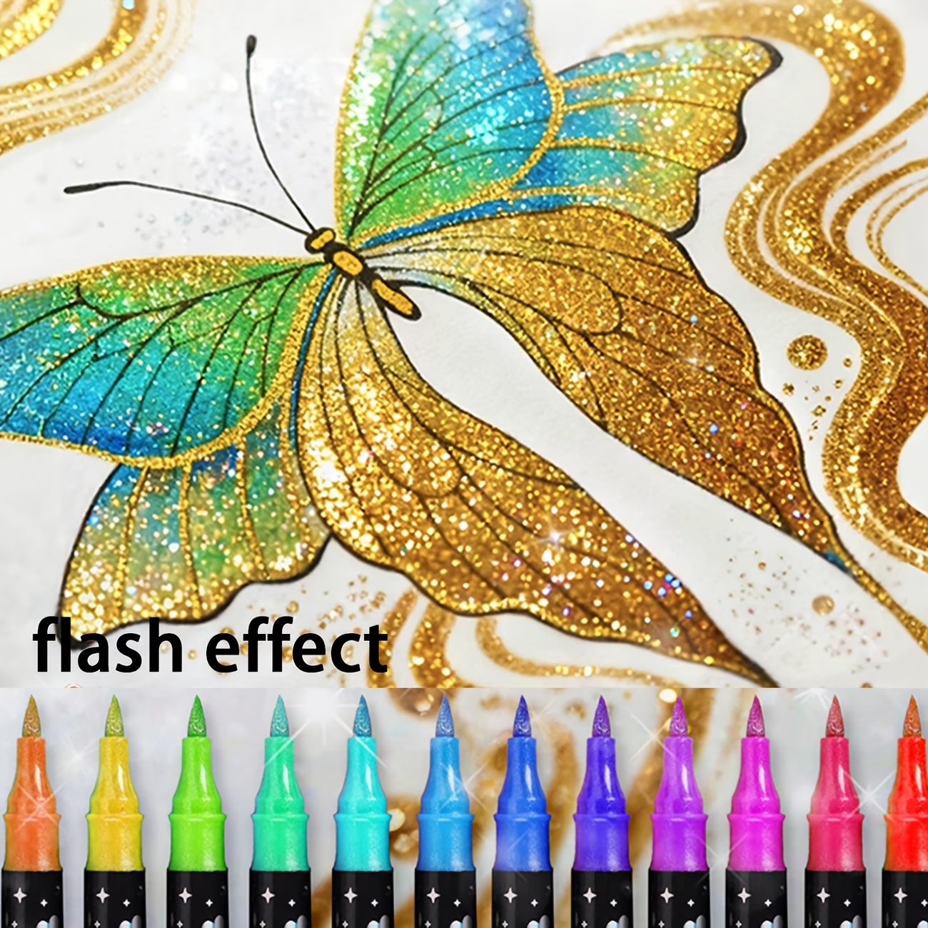 24 colors dual tip glitter markers set fine point quick dry   ink pens for scrapbooking card making journaling art supplies