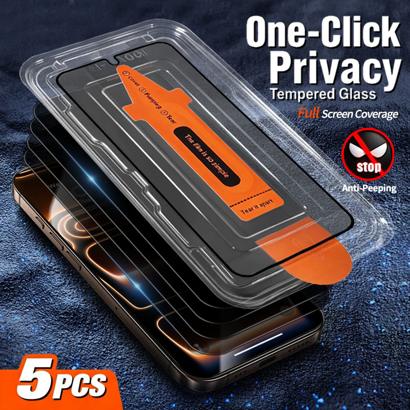 TEMU 5-pack For Motorola For Moto G77/g67/g24 Power Anti-spy Privacy Tempered Glass Screen Protector, Auto Alignment Install Tray, Full Screen