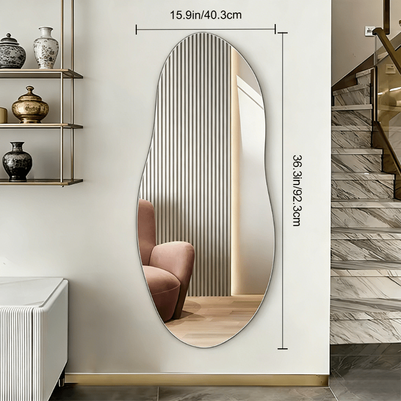 Irregular Peanut-Shaped Acrylic Wall Mirror, Frameless Design