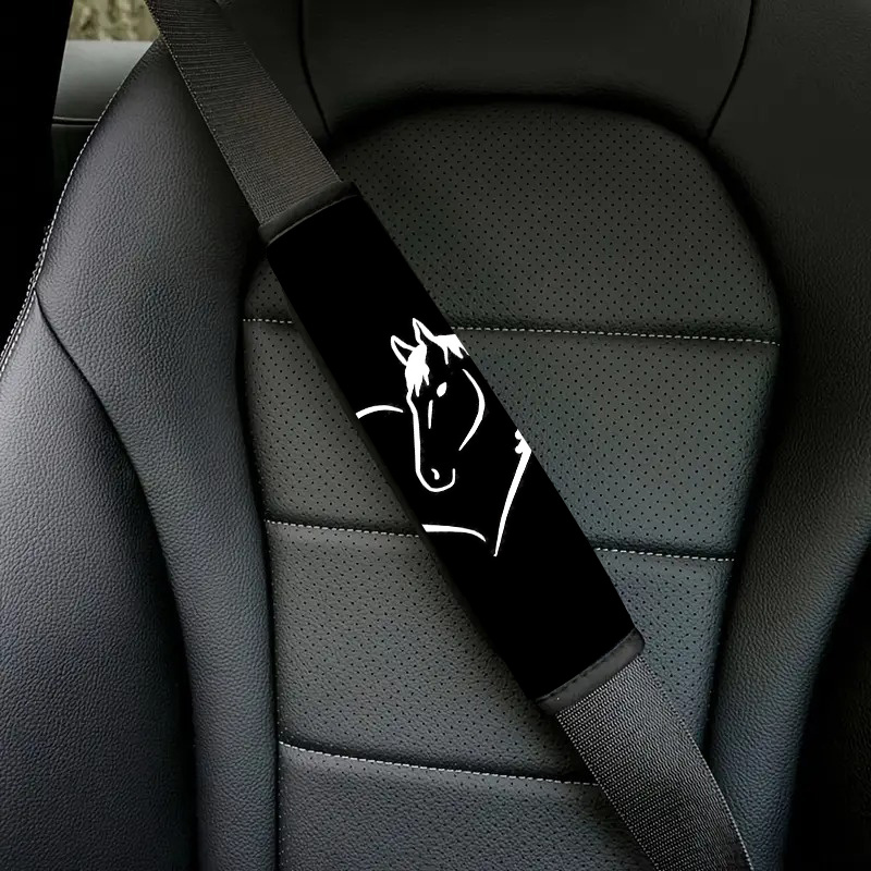TEMU 1pc/2pcs Horse Head , Minimalist Style Car Seat Belt Cover-car Interior Accessories, & Remove, Safe & Stylish Design, Universal Fit For