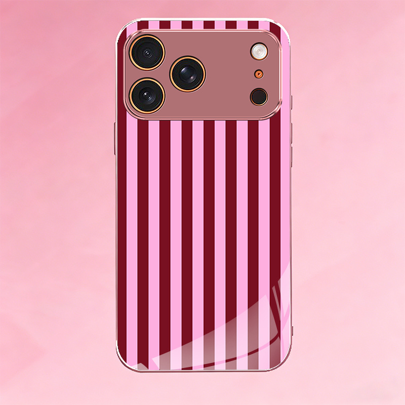 TEMU Phone Case - Wine Red And Light Pink Vertical Stripes Phone Case For Iphone 18 Pro Max/18 Pro/18/17e/17 Pro Max/17 Pro/17 Air/17/16e/16 Pro