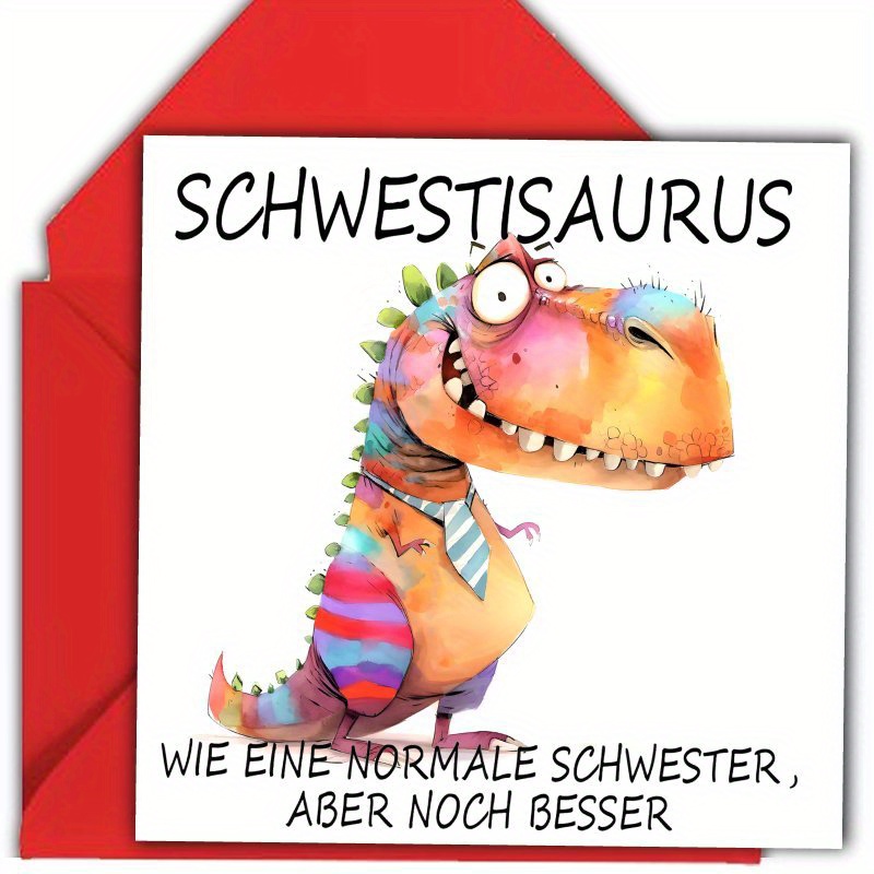 Funny German Birthday Square Card For Wonderful Sister, 1pc, Best Sister, Perfect For Birthday Or Any Occasion, Ideal Gift For Wonderful Sister, Envelope Random
