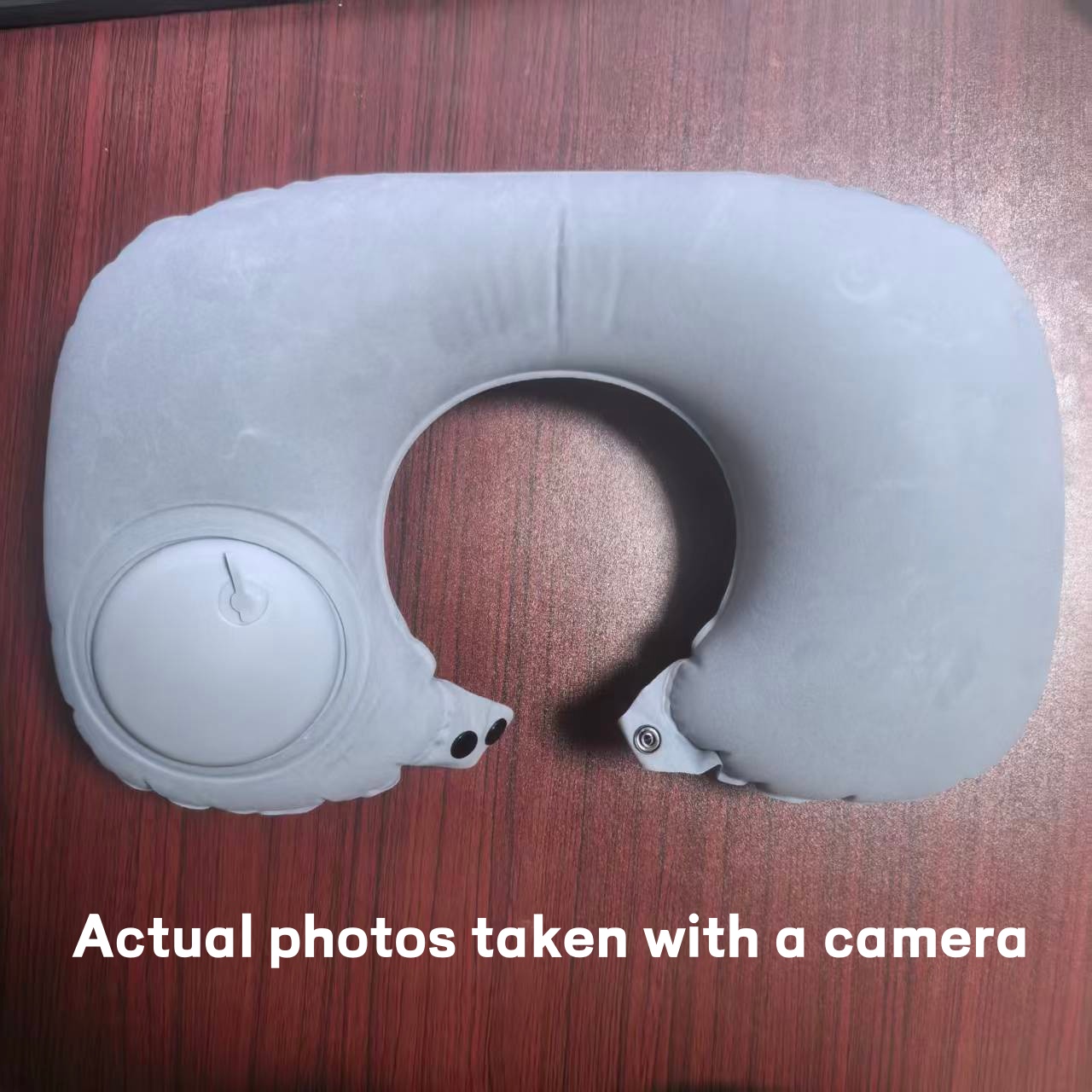 TEMU 1pc Inflatable U Shaped Pillow: Travel Neck Support Pillow Quick-inflate With A Pump No Mouth Blowing Required Flocked Fabric Portable Foldable