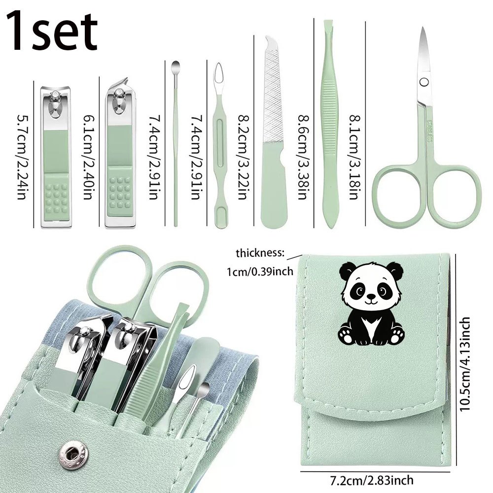 Cute Panda Pattern Portable 7pcs Nail Clipper Set