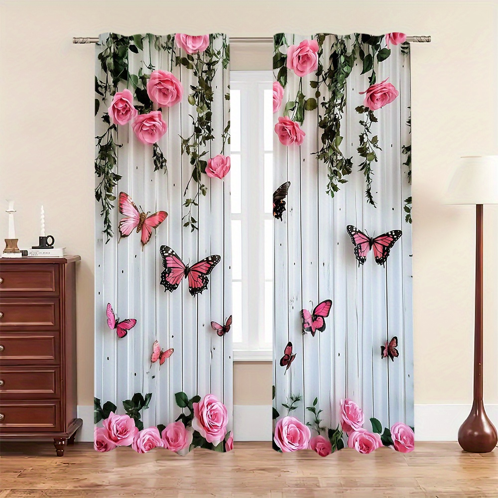 

2pcs Set & Blackout Curtains - Heat Insulating, Privacy Enhancing Translucent Drapes For Bedroom, Living Room, And Glass Doors - Rod , Machine Washable, Long Curtains,