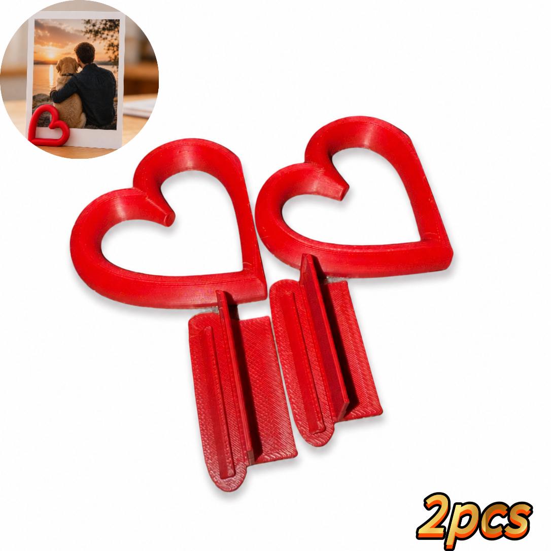 TEMU 2pcs Heart-shaped Photo Stands - For Organizing And Displaying Polaroid And Standard Photos, To Your Home And Desk, To Memories - 3d Printed