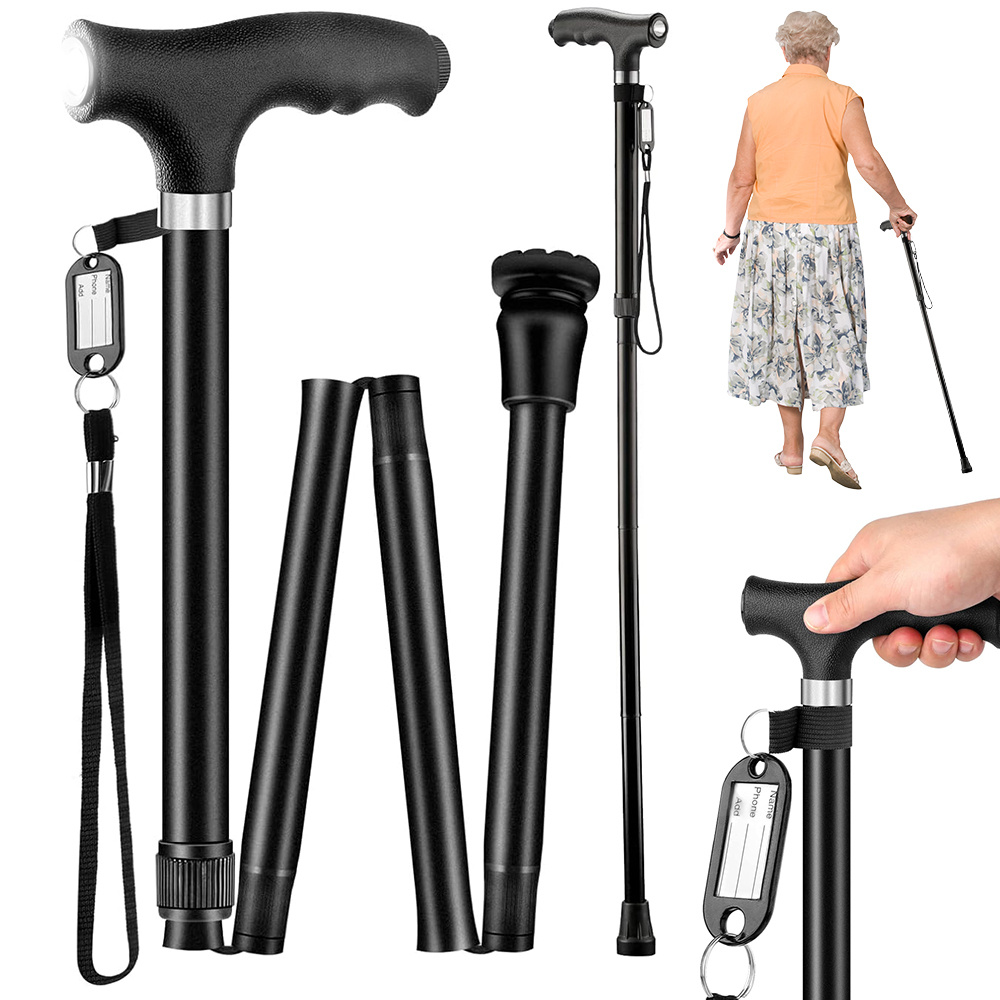 Image of Portable Aluminum Alloy Cane | Heavy-duty Adjustable, Folding Stick, Ideal For Home, Travel, Outdoor Use, Cane For Walking - Brand: Juksun