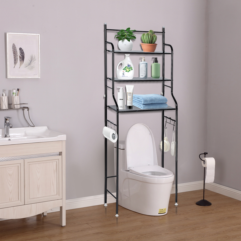 Toilet Shelf, Designed To Sit On Toilet Bowl, Featuring 3 Shelves To Bathroom Space; Dimensions: 165 X 55 X