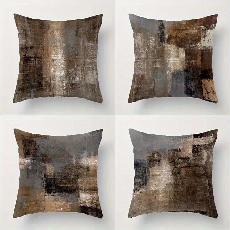 E-shop 4er-Set Kissenbezüge Moderne Wohnkunst Deko, 18X18 Zoll Abstrakte Ölmalerei Kissenhüllen, Geeignet für Schlafzimmer, Wohnzimmer, Sofakissen,