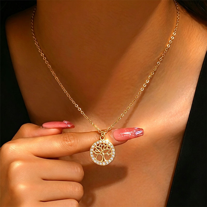 TEMU 1 Collier avec pendentif Arbre de Vie en acier inoxydable, résistant à l' et lavable, convient pour un port , , les voyages et de travail,