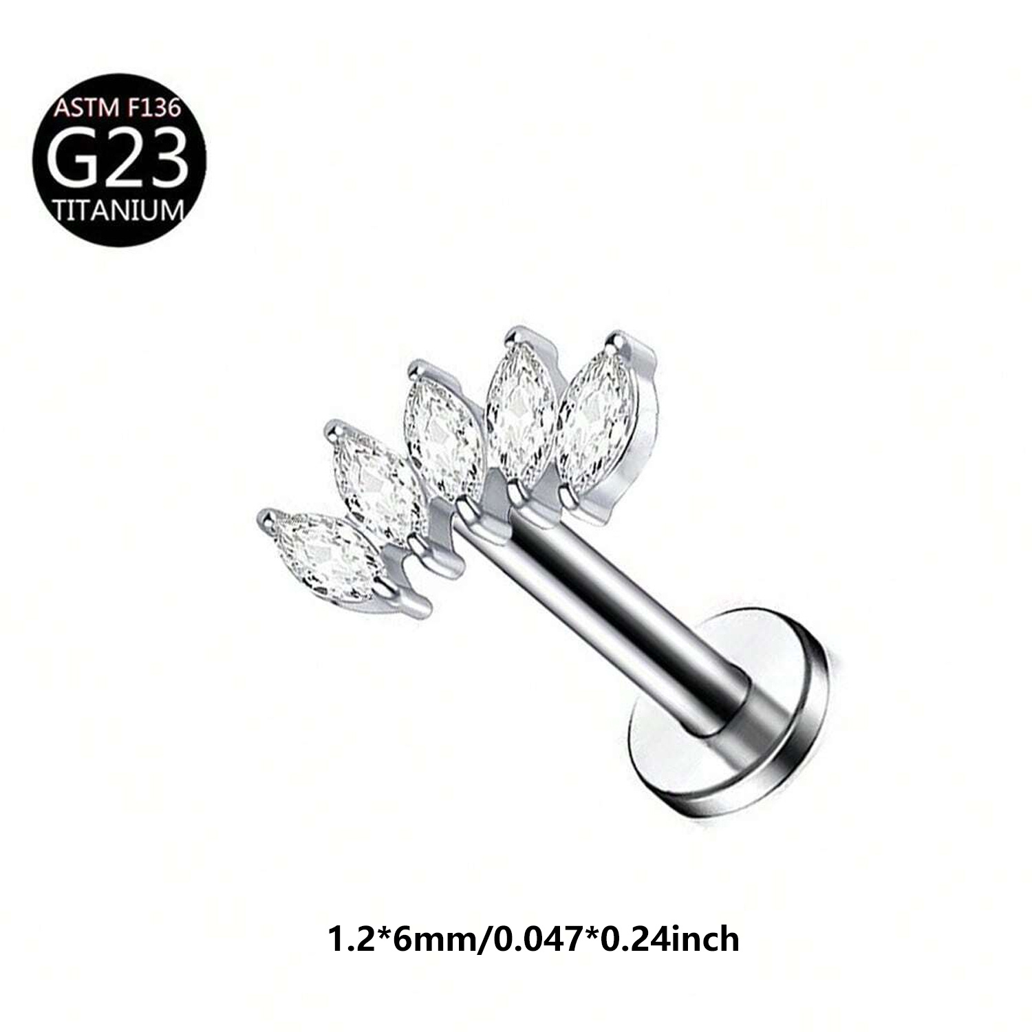 E-shop Titanlegierung 5 Marquise CZ Knorpel Ohrring Helix Piercing Innengegenstände Ohrring Tragus Daith Piercing Körperschmuck Thanksgiving Geschenk
