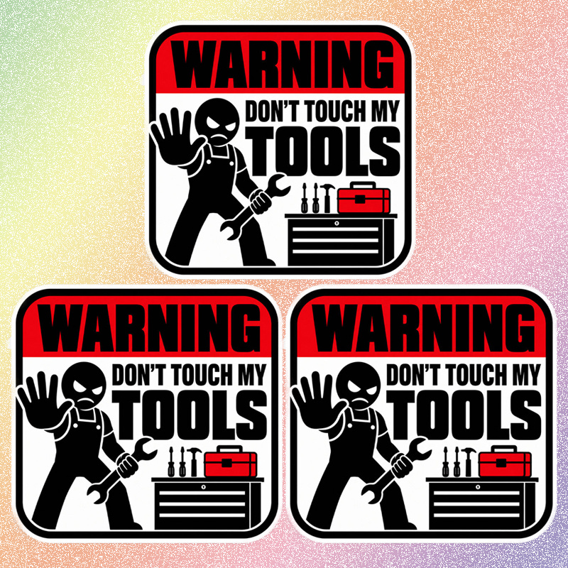 TEMU 3pcs 5.5-inch " " Warning Vinyl Stickers, Scratch-resistant Pvc Decals, Suitable For Water Bottles, Car Windows, Tumblers, Helmets, Mechanic