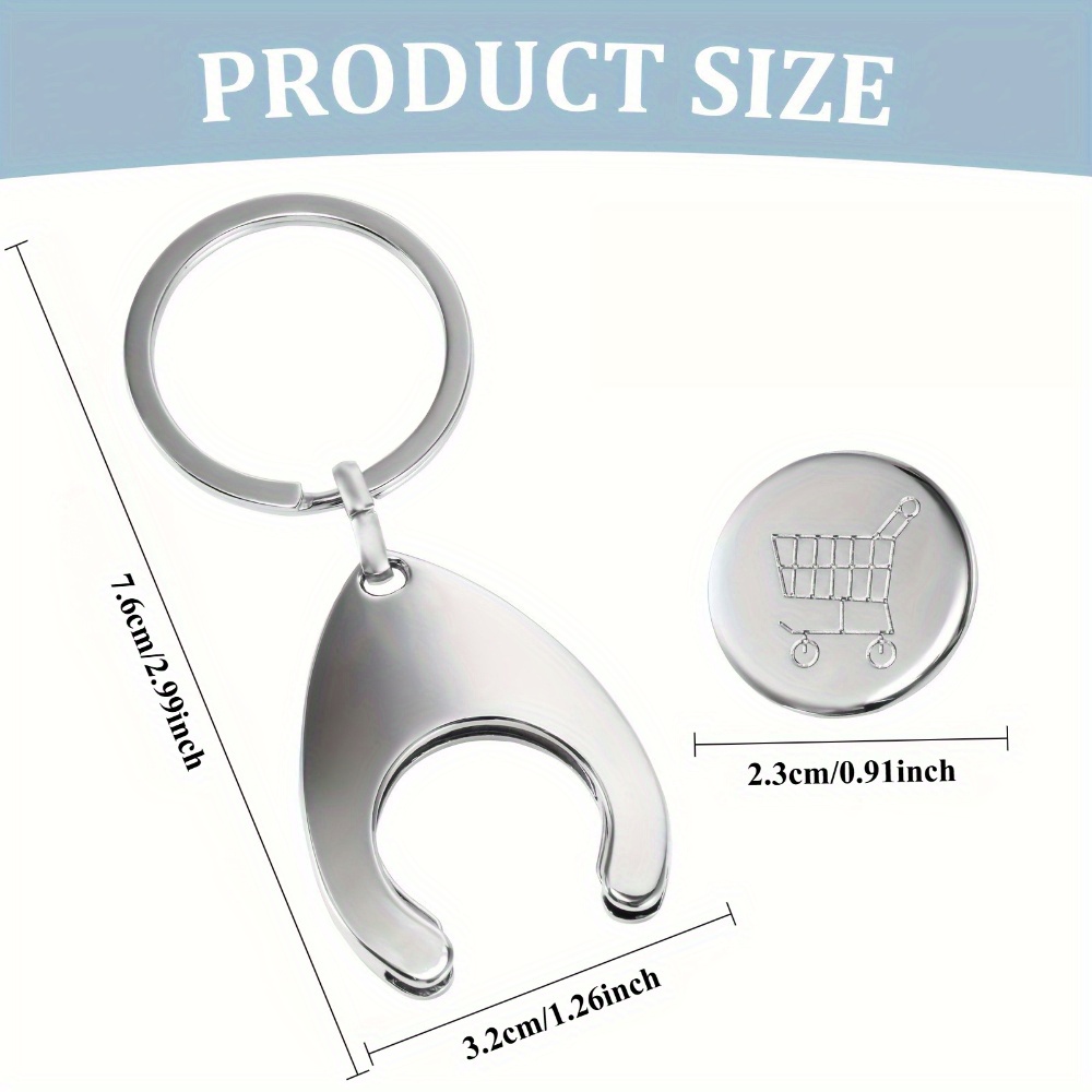 TEMU 2pcs Token And Keychain Shopping Cart Token Keychain - Suitable For Supermarket , Four-cent Keyring, Portable Mini Shopping Cart Keyring, Unisex