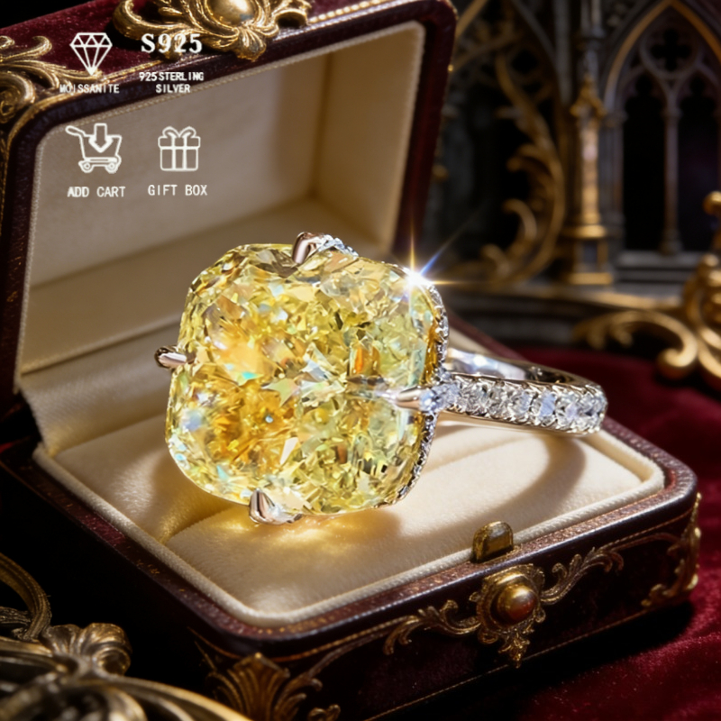TEMU S925 Sterling Elegant Small Cube Shaped Moissanite Ring, New Proposal, Engagement & Wedding Bridal Princess-style Jewelry For | For Valentine's