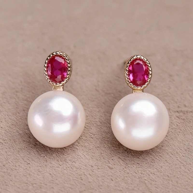 Image of Elegant Rose Pink Synthetic Zirconia Stud Earrings For Women Daily Party Csual Banquet Temperament Earrings Jewelry Gift