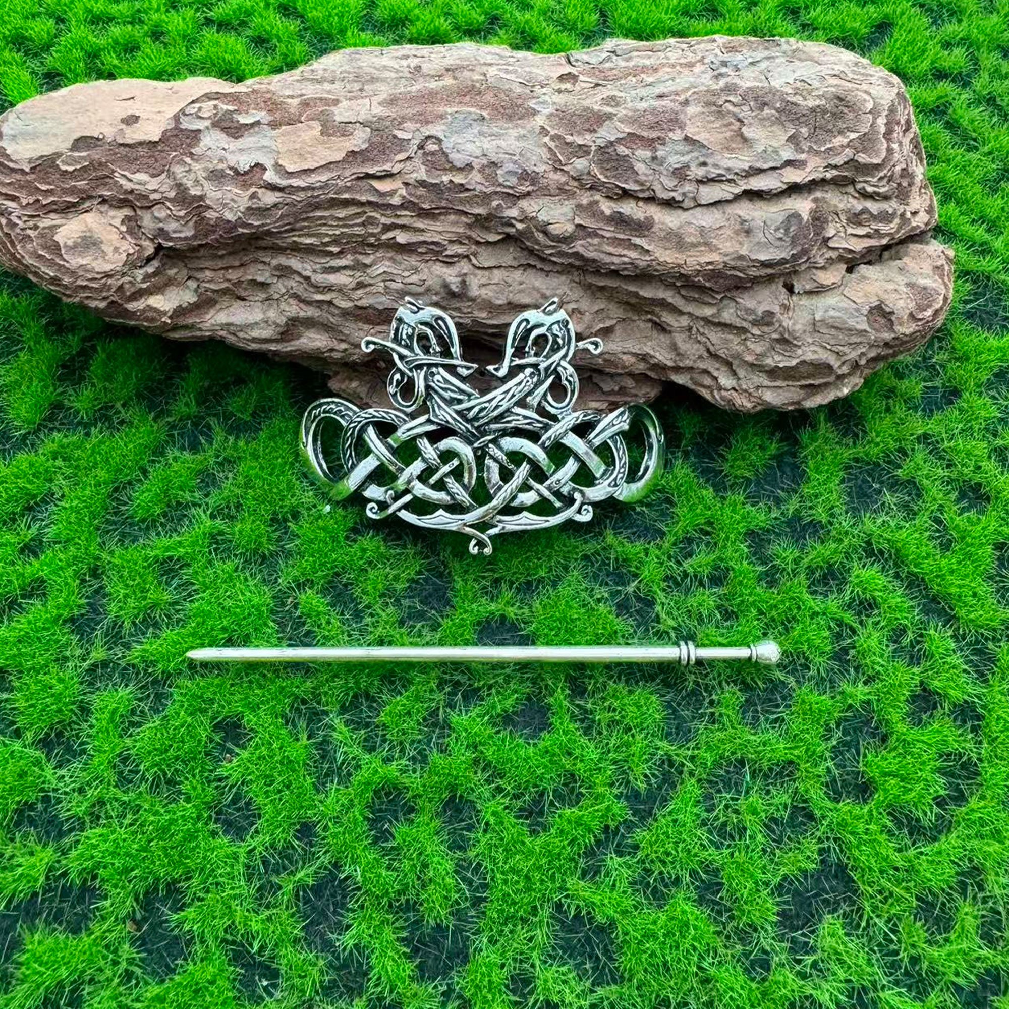 Viking Vintage Double Dragon Celtic Knot Hairpin