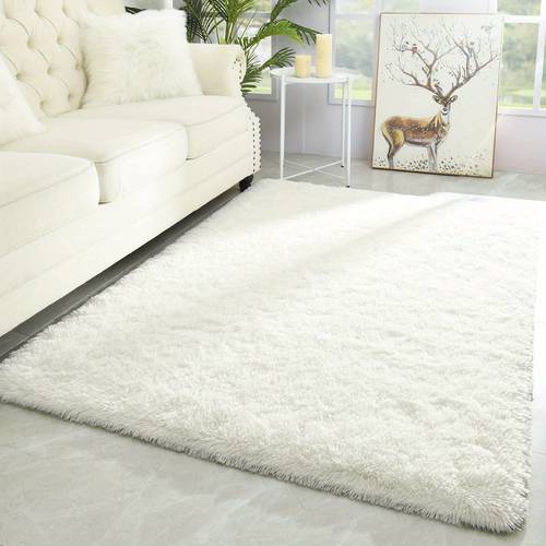 ivory soft fluffy small plush carpet non slip fluffy carpet is comfortable suitable for bedroom living room home decoration 5 x